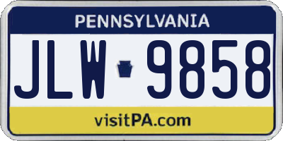 PA license plate JLW9858