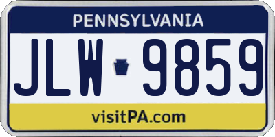 PA license plate JLW9859