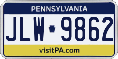 PA license plate JLW9862