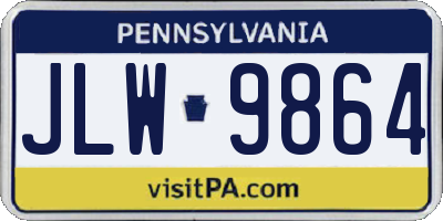 PA license plate JLW9864