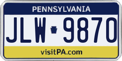 PA license plate JLW9870