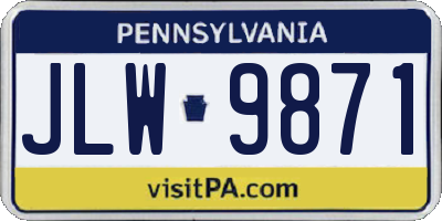 PA license plate JLW9871