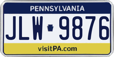 PA license plate JLW9876