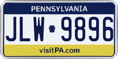 PA license plate JLW9896