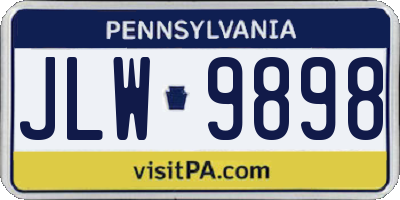 PA license plate JLW9898