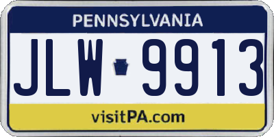 PA license plate JLW9913