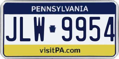 PA license plate JLW9954