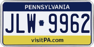 PA license plate JLW9962