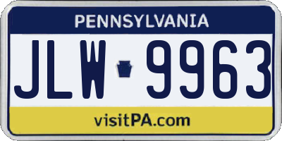 PA license plate JLW9963