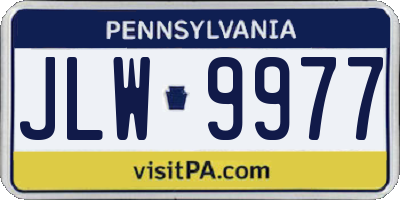 PA license plate JLW9977