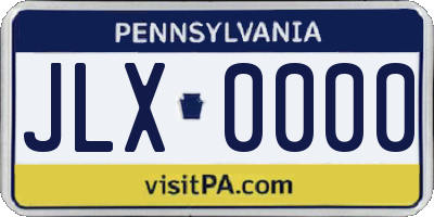 PA license plate JLX0000