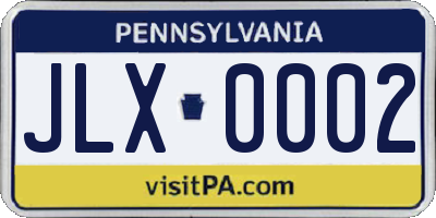 PA license plate JLX0002