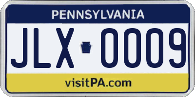 PA license plate JLX0009