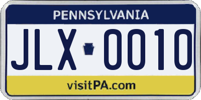 PA license plate JLX0010