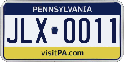 PA license plate JLX0011