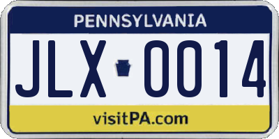 PA license plate JLX0014
