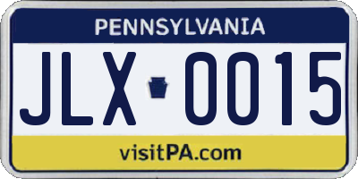 PA license plate JLX0015