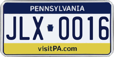 PA license plate JLX0016