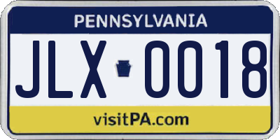 PA license plate JLX0018