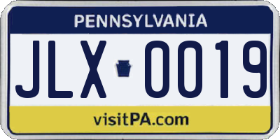 PA license plate JLX0019