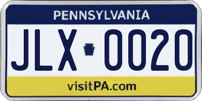 PA license plate JLX0020