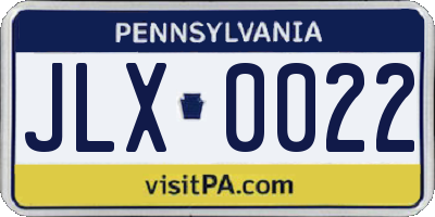 PA license plate JLX0022