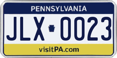 PA license plate JLX0023