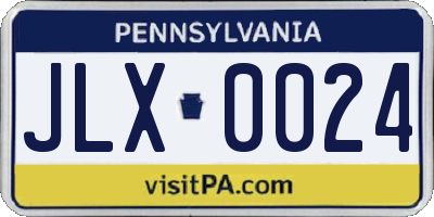 PA license plate JLX0024