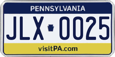 PA license plate JLX0025