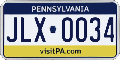 PA license plate JLX0034
