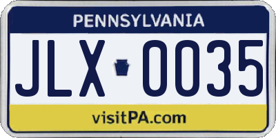 PA license plate JLX0035