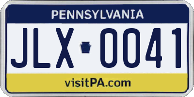 PA license plate JLX0041