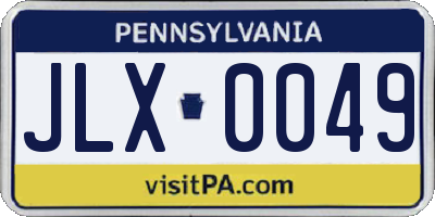PA license plate JLX0049