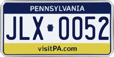 PA license plate JLX0052