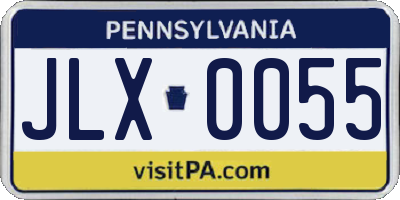 PA license plate JLX0055