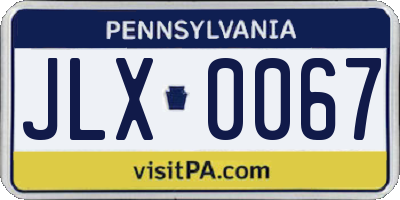 PA license plate JLX0067