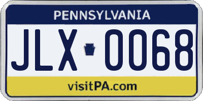 PA license plate JLX0068