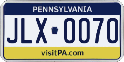PA license plate JLX0070