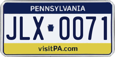 PA license plate JLX0071