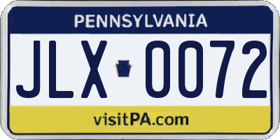 PA license plate JLX0072