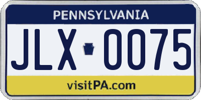 PA license plate JLX0075