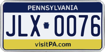 PA license plate JLX0076
