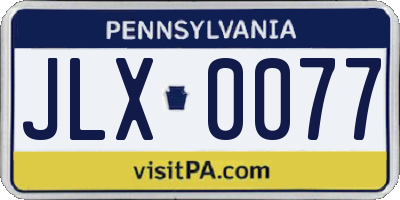 PA license plate JLX0077