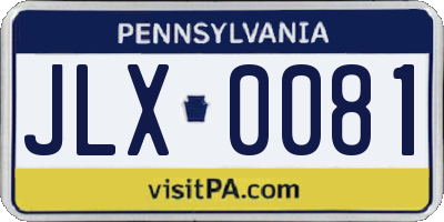 PA license plate JLX0081