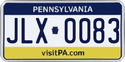 PA license plate JLX0083