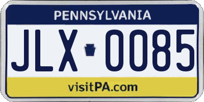 PA license plate JLX0085