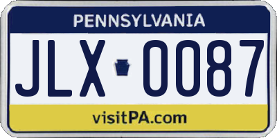 PA license plate JLX0087