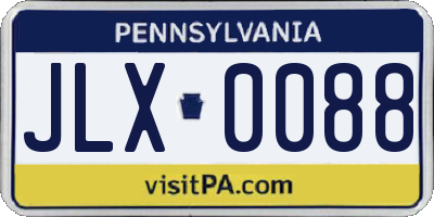 PA license plate JLX0088