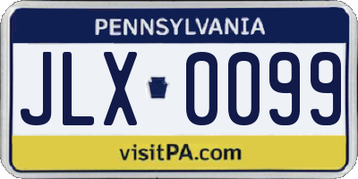 PA license plate JLX0099