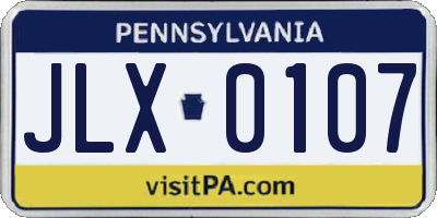 PA license plate JLX0107